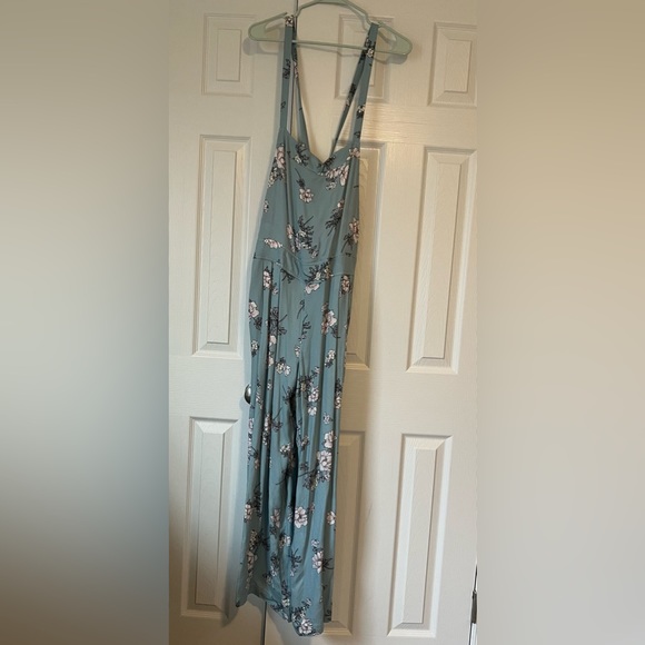 Blue Floral Crepe Wide Leg Overall- Torrid - Sz 0 - Picture 2 of 6